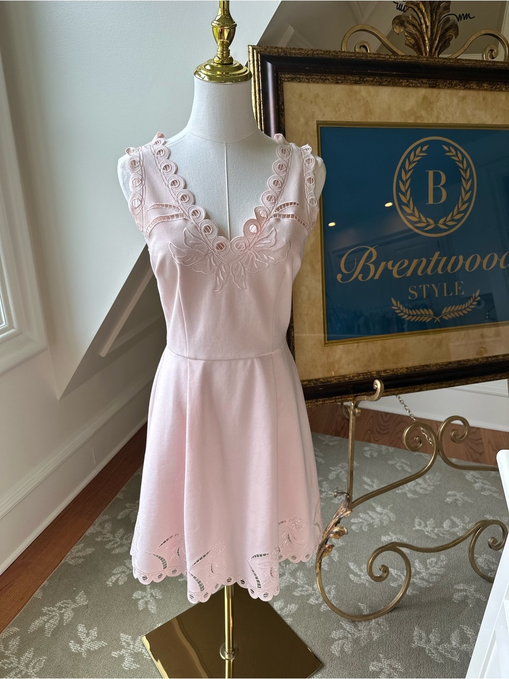 Delicate Blush Pink Lace-Trim Sleeveless Dress by Ted Baker size 2